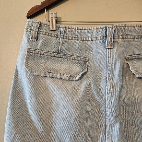 Zara Light Wash Denim Cargo Mini Casual Boho Pockets Skirt Size Large. - Picture 13 of 14